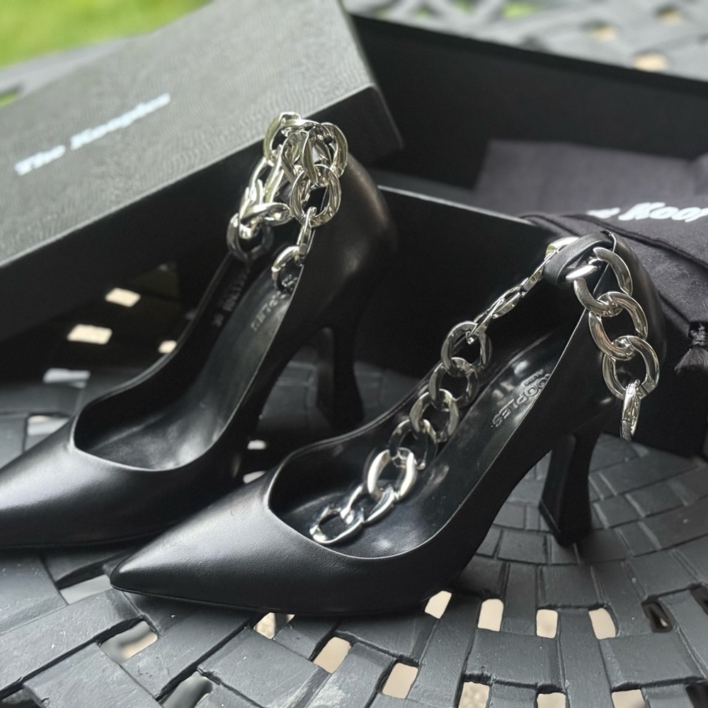 The Kooples Black Heels with Silver Chain Detail